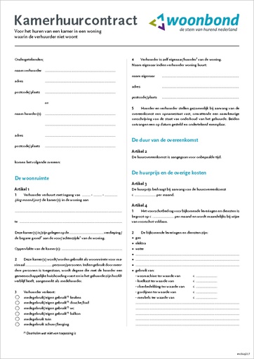 [B-MC04] Huurcontract kamer(s) niet-inwoning