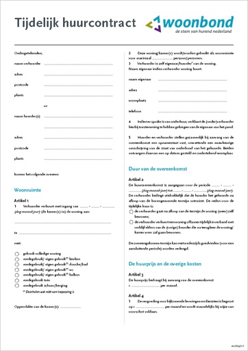 [B-MC05D] Huurcontract tijdelijk 'tussenhuur' (pdf)